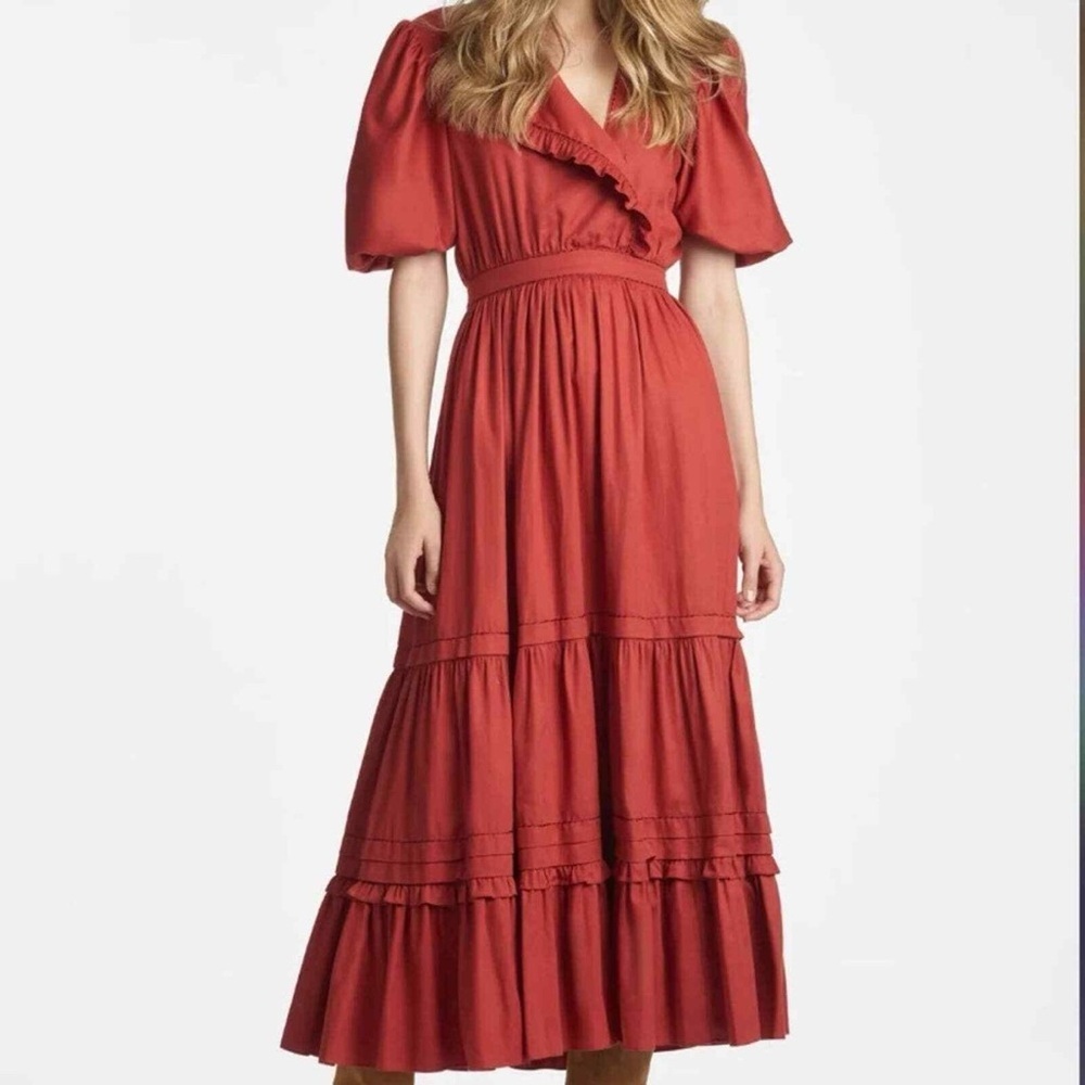 Anthropologie Sachin And Babi Cotton Ruffle Puff sleeve Dress